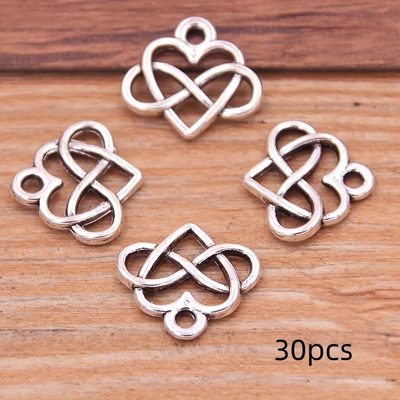 TEMU 30 piezas de dijes vintage plateados de de amor e , colgantes de aleación de para hacer joyería artesanal DIY, accesorios para collar, aretes,