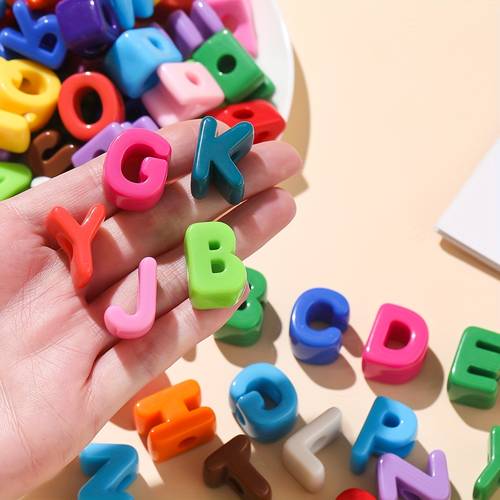 5pcs acrylic large hole letter bead spacer for making necklace bracelets phone decorative chain loose beads jewelry additions