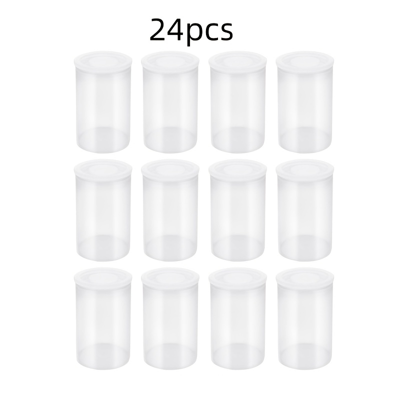24pcs Clear Plastic Film Containers With Safety Lids - Diy Crafts, Bead Storage, And Small Item Organization