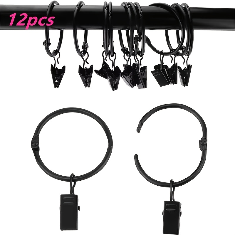 TEMU 12pcs Anneaux de Rideau de Douche avec Clips, Supports de Perforation Vintage Décoratifs Robustes et Résistants à la Rouille pour Rideaux,