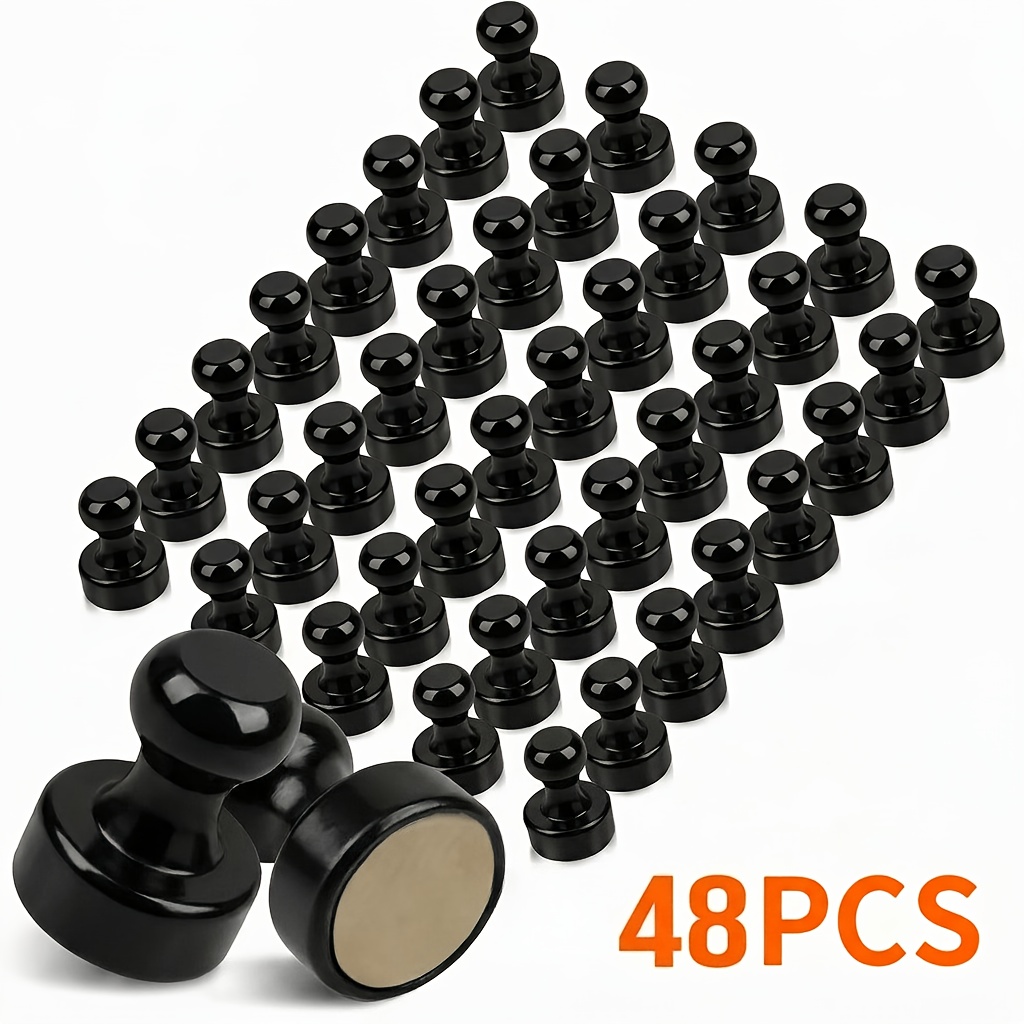 TEMU 48-pack Silvery And Black Dual-color Refrigerator Magnets, Mini Pin-style Magnetic Patches, Suitable For Home And Office Refrigerators