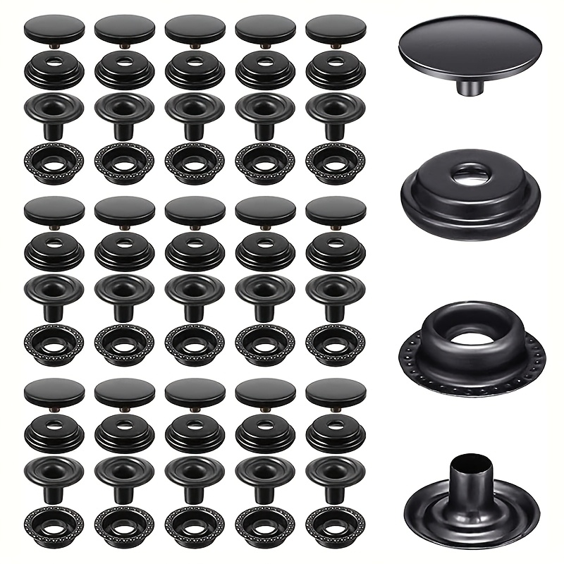 E-shop 200-teiliges Metall-Druckknopf-Set, 15 mm strapazierfähige Druckknöpfe mit Kappen, geeignet für Marineboot-Segeltuch, Taschenleder,