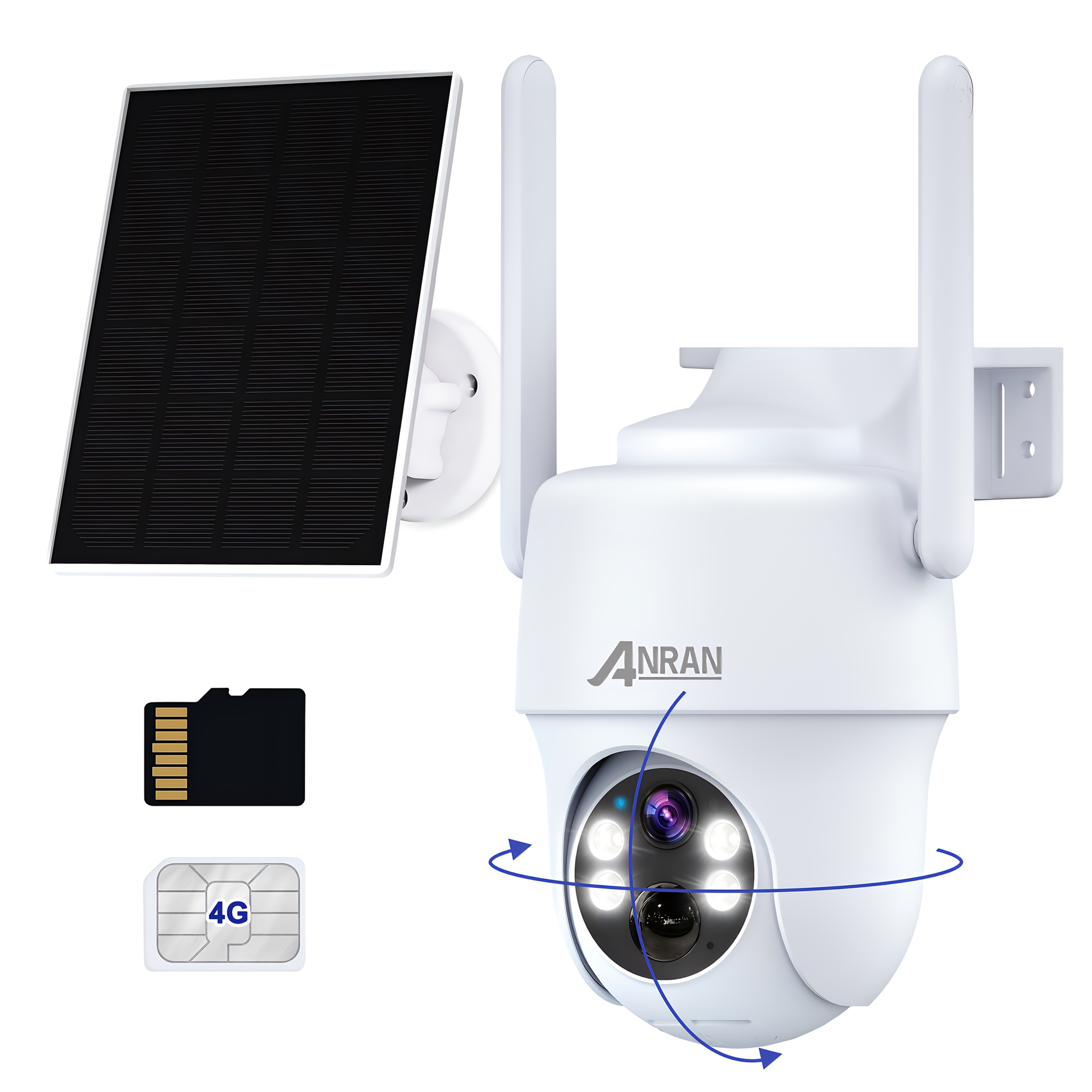 ANRAN G1 : Caméra Extérieure 3G/4G Indépendante. Pas de WiFi ni de Câbles Nécessaires ! Vue en Direct via le Réseau Mobile. Alimentation Solaire pour une Énergie Infinie. Panoramique à 360°, Vision Nocturne Couleur & Carte SD 32GB Incluse. WiFi Non Supporté. Parfaite pour les Sites Éloignés. Juste Ins