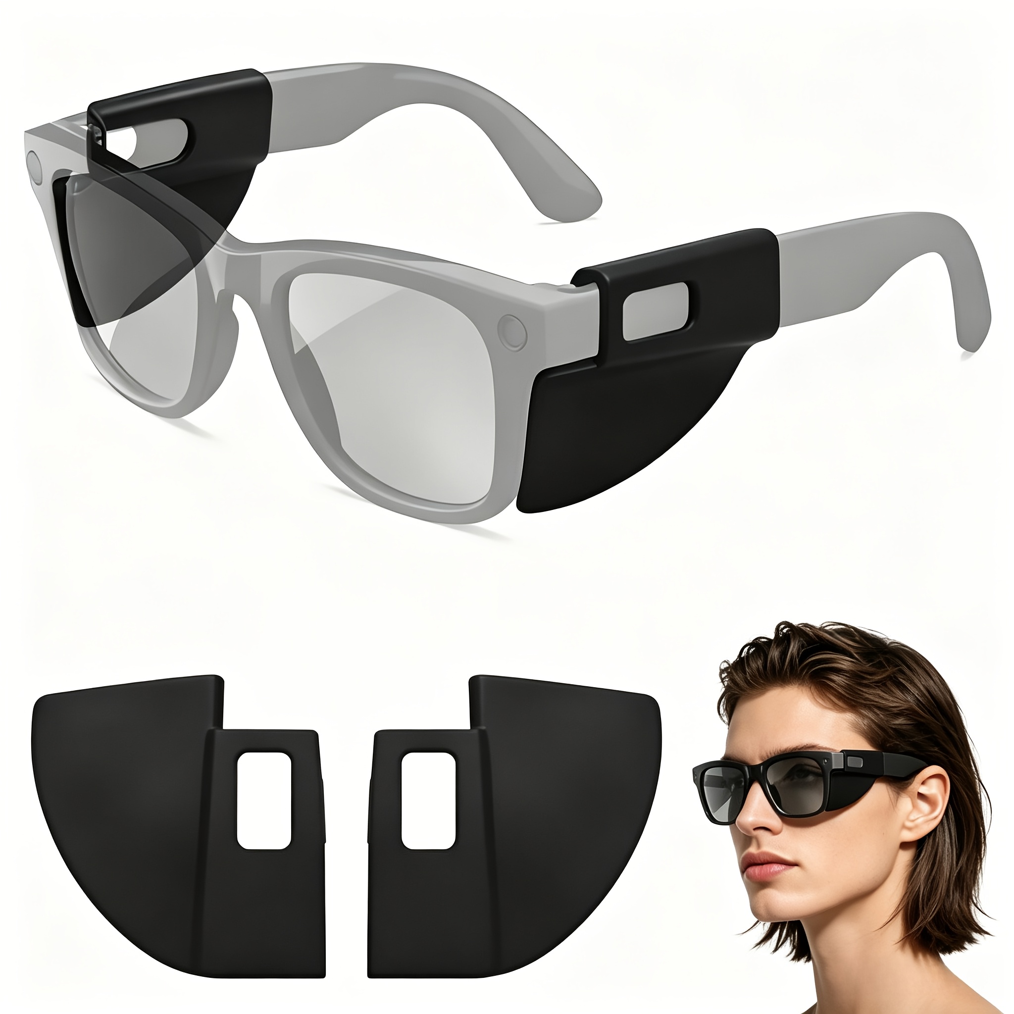TEMU 1 par - Visera bloqueadora de luz para gafas inteligentes | Protectores de privacidad antirreflejos | Compatible con paneles bloqueadores de luz