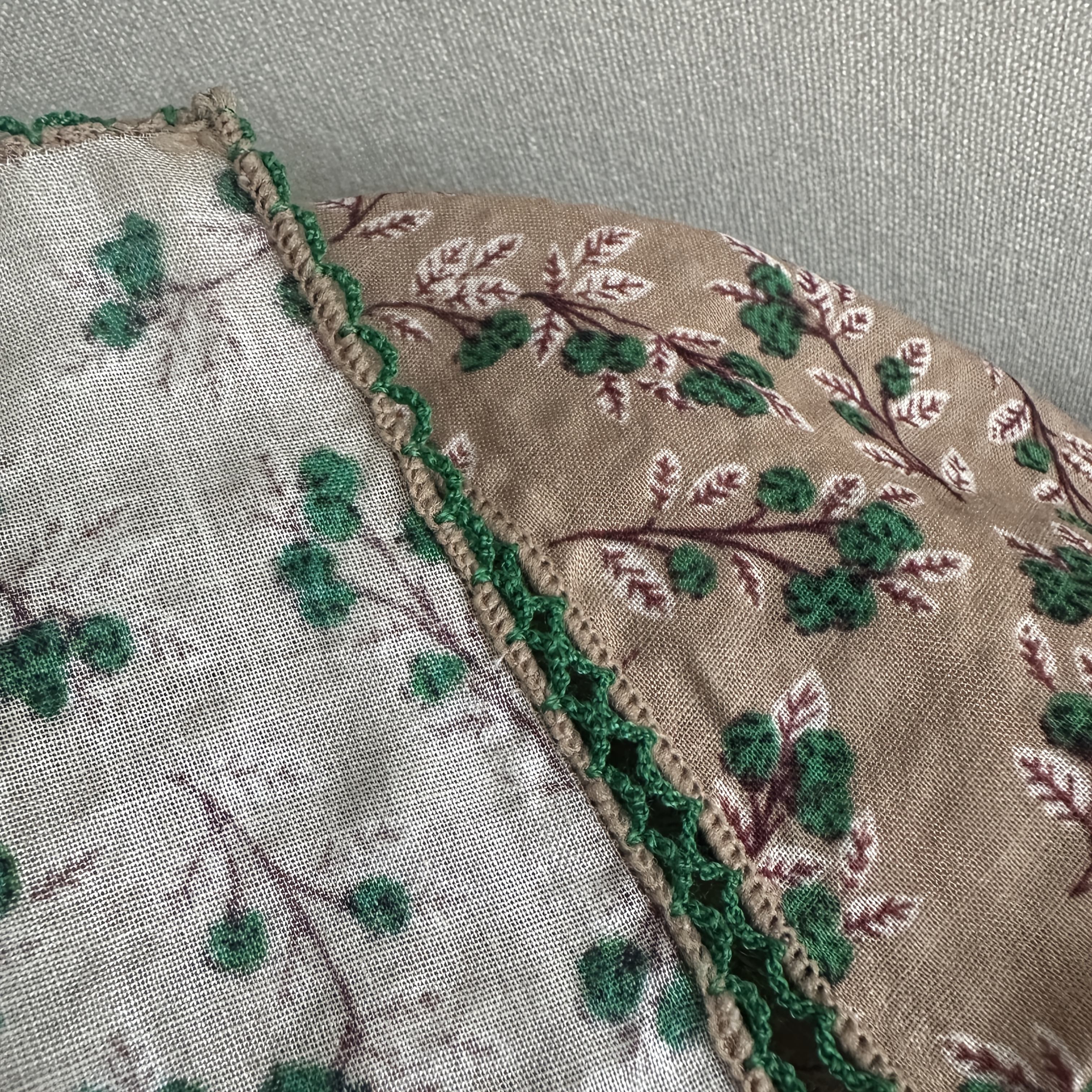 Mori Style Plant Leaves Women Triangle Scarf