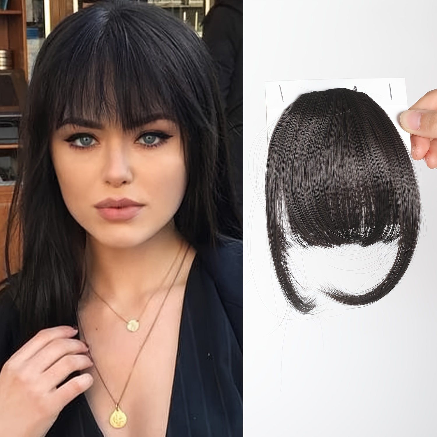 womens straight synthetic clip in hair bangs extension natural looking air fringe hairpiece invisible clip hair   7 5g basics style details 10