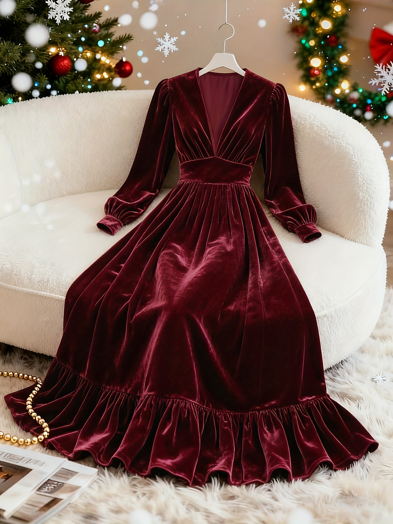 white christmas dresses Navy Floral Velvet Halter Maxi Dress – Gwenna The Label main image 0