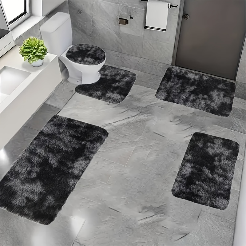 5pcs Tie-dye Decorative Door Mats, Fiber, U-shaped/rectangular Design, Bathroom Rugs, Washable Carpets And Mats, For Kitchen, Bedroom, Bathroom, Etc