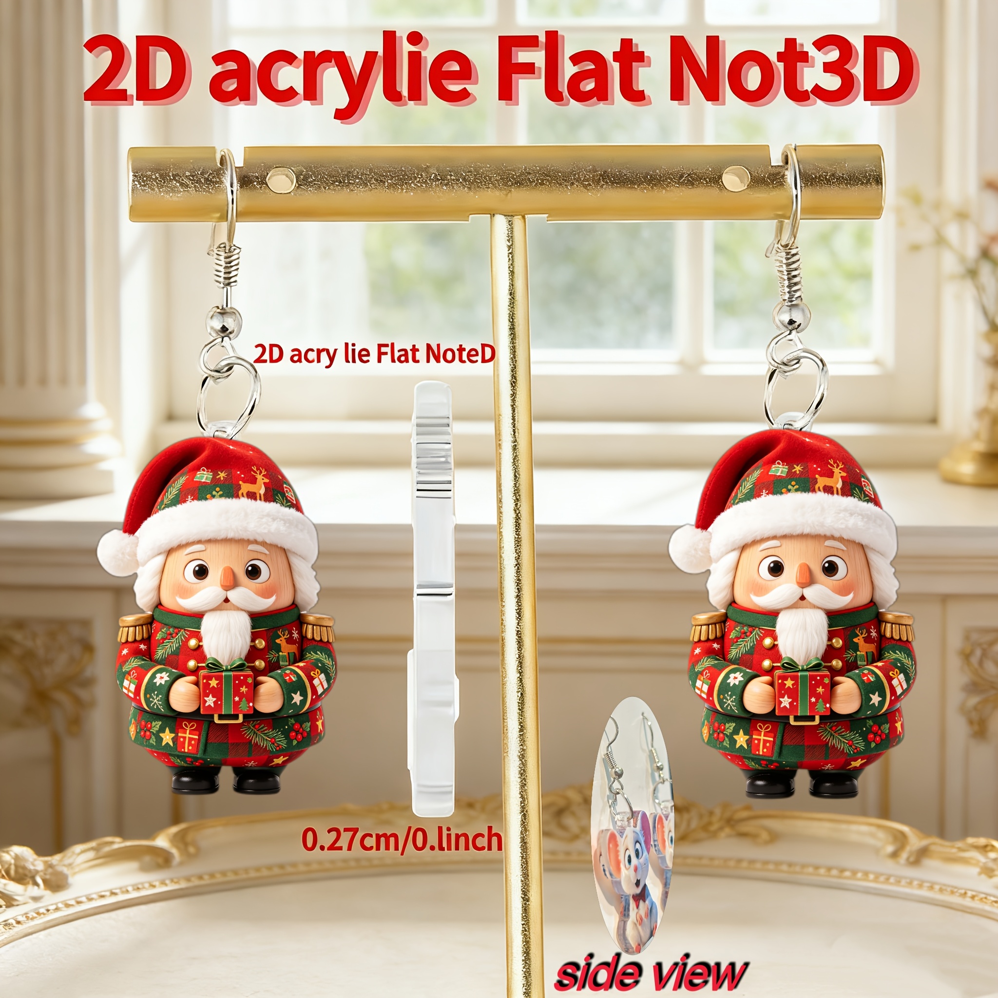 Nutcracker Acrylic Pendant Earrings for Christmas