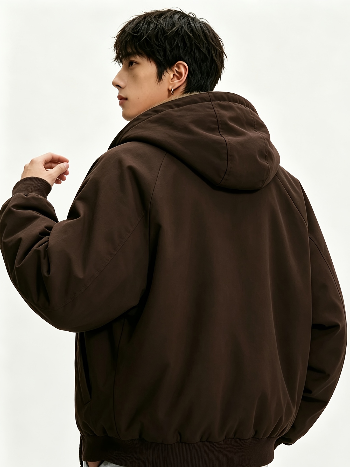 Men's Reversible Zip-Up Hooded Thick Jacket