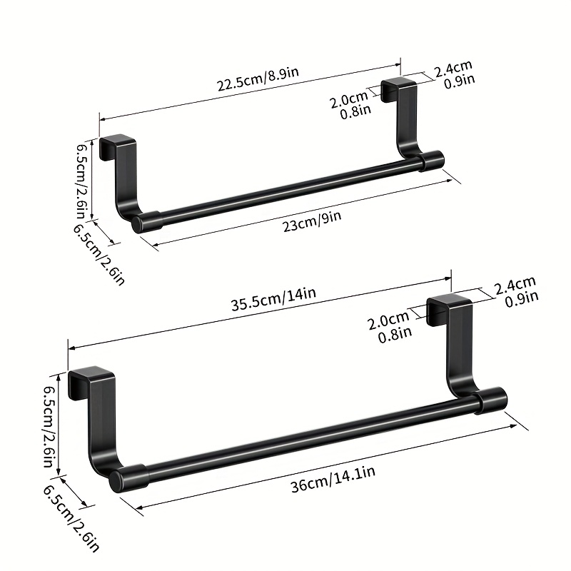 Image of 2pcs Modern Kitchen Towel Rack, , Door-mounted Towel Bar For Cabinet Doors, Ideal For Storing Towels, Rags And Gloves