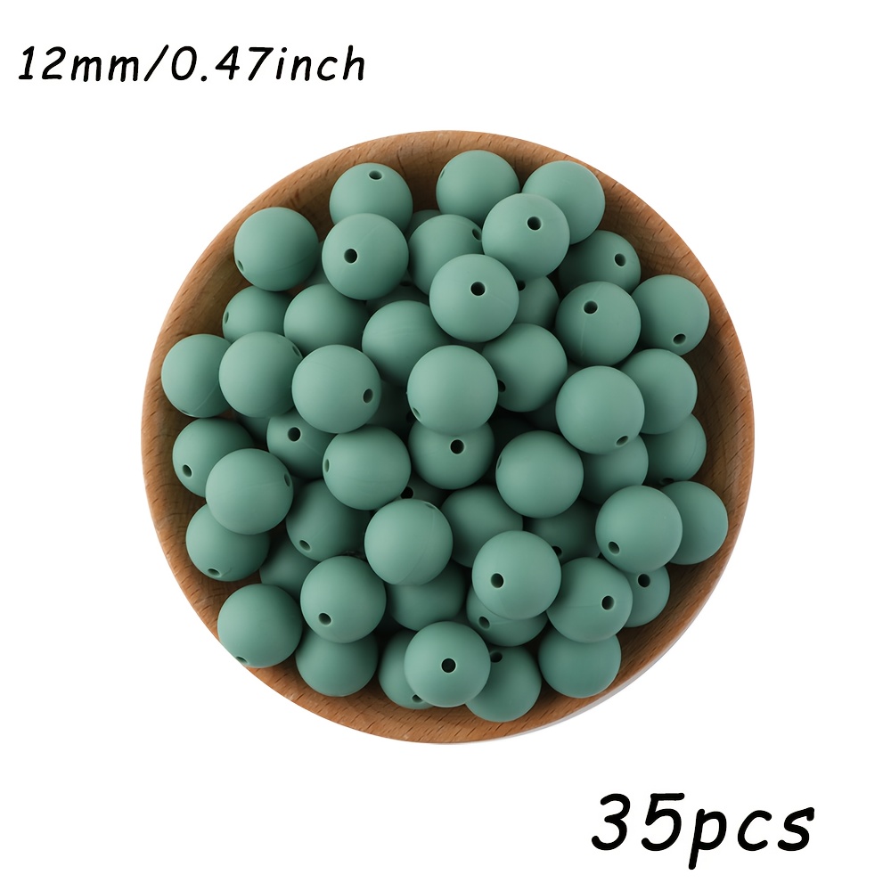 TEMU Assortiment de 35 perles Bead&Bead, perles en silicone de couleur unie de 12 mm, plusieurs couleurs, perles décoratives, adaptées pour bracelets