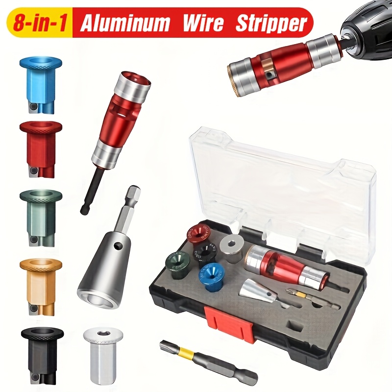 

Drill Wire Stripper Tool Kit - Quick-twist Alloy Blade, 5 Sizes, Industrial Electrician's Wire Stripping Tool, No Battery Required