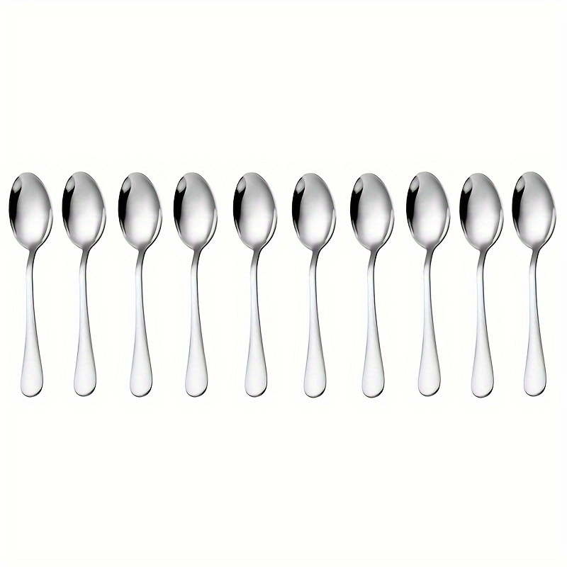 TEMU 10/20pcs, Cuchara de Postre, Cuchara de Café de Acero Inoxidable de 4.92 Pulgadas, Cuchara de Leche Simple, Cuchara de Té , Cuchara de Helado,
