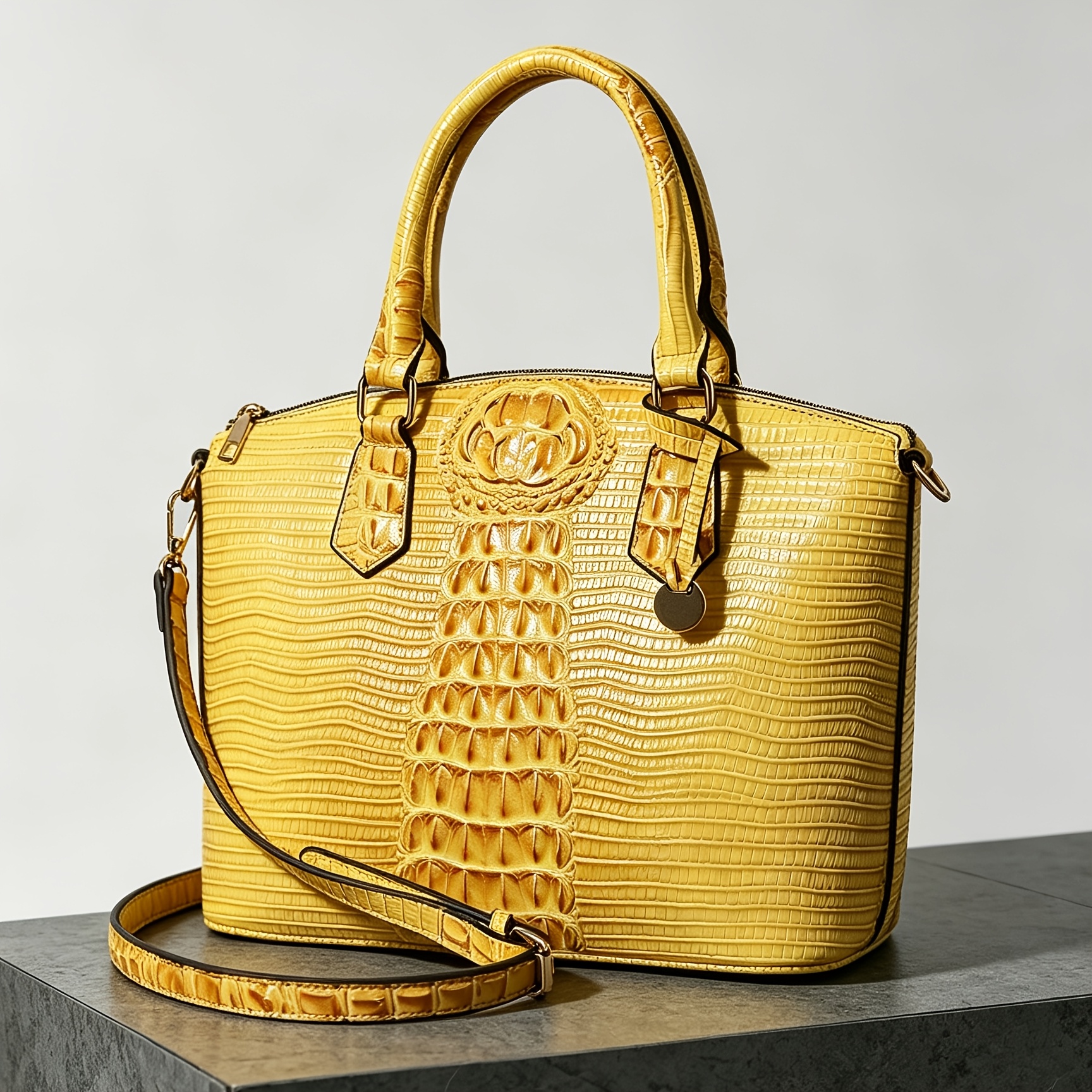 TEMU Women's Work Handbag Featuring A Crocodile Design, A Spacious Crossover Style, And A High-end Fashionable Look. This Elegant Bag Includes A