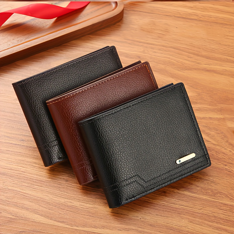 

1pc Men's Pu Leather Wallet, Large Capacity Vintage Wallet, Ideal Gift For Dad Or Grandpa