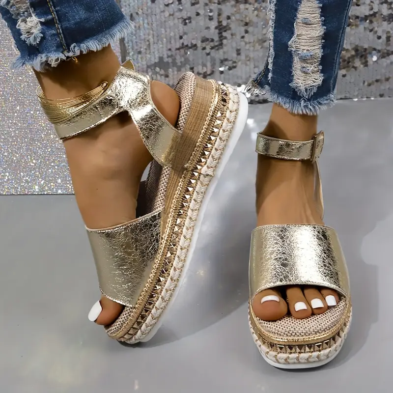 womens summer wedge sandals ankle buckle buckle fashionable comfortable soft sole comfort slingback vacation shoes details 1