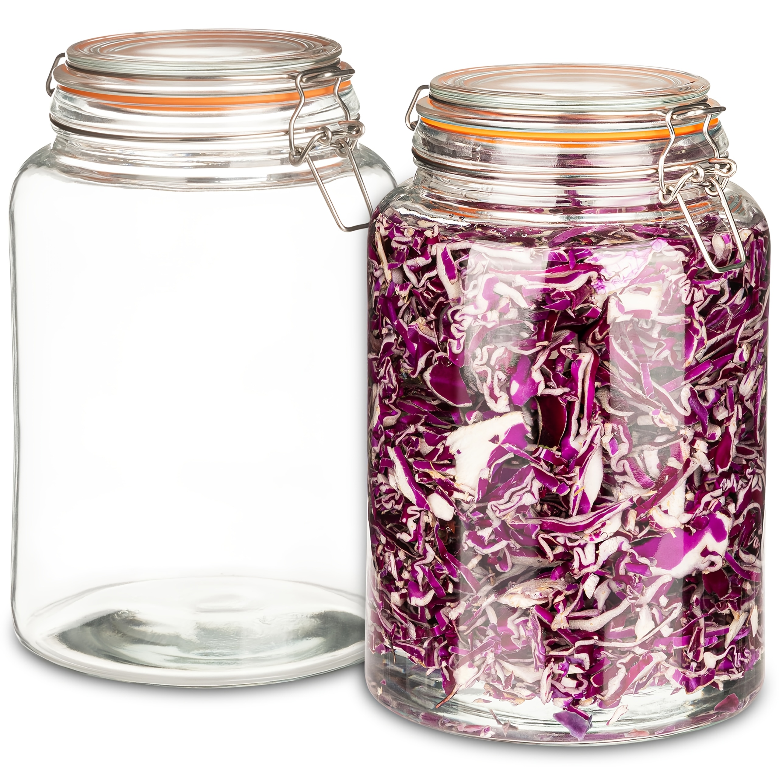 TEMU 1 Gallon Glass Mason Jar With Hinged Lid, 2 Packs Of Storage Mason Jar Hinges With 1 Replacement Silicone Gasket For Fermenting, Canning,