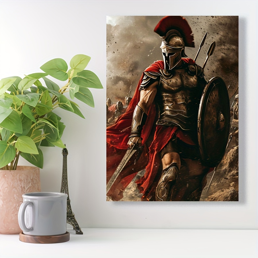 

1pc Spartan Warrior Canvas Wall Art, Red Cloak Canvas Poster, Modern Art Home Decor For Living Room, Bedroom, Kitchen & Restaurants Decor, Perfect Friend Gift, No Frame