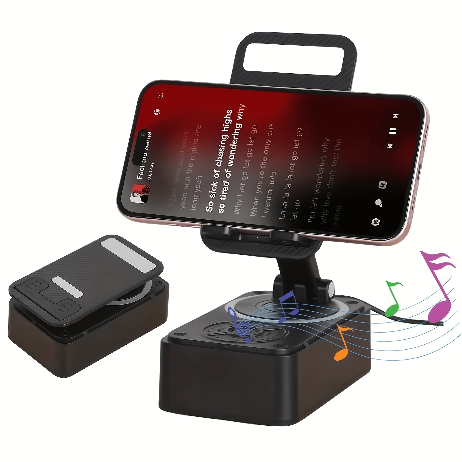 TEMU Smart Speaker With Phone Stand - Wireless Portable Speaker With Rgb Lights, , Usb & Built-in Power Bank, 1000mah Battery, Wireless Version 5.4,