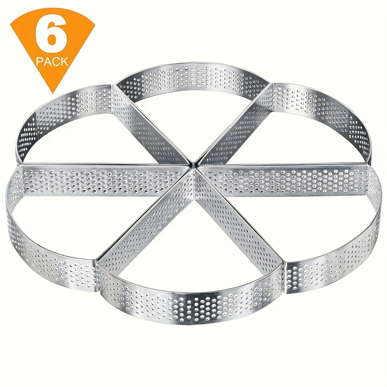 TEMU 6pcs, Cake Mold Stainless Steel Fan-shaped Baking French Mousse Tart Ring Baking Supplies Halloween Christmas Party Favors
