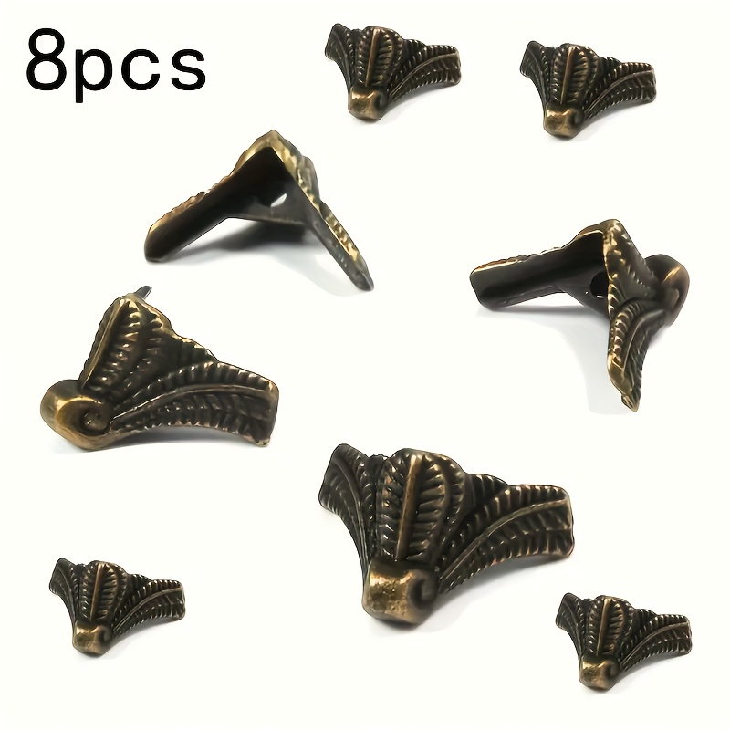 TEMU 8 pezzi di protezioni angolari color rame antico - Decorazione gambe in metallo di cassetti e scatole in legno, staffe hardware in di , elegante