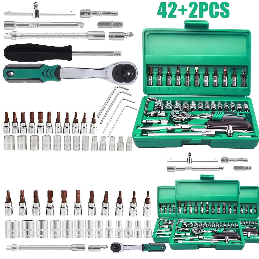 TEMU High-end Professional-+2pcs + 1/50 + 2pcs/ 130 + 1pc Tool Set Kit, Automotive/bicycle Repair Mechanical Tool Kit, Including 1/2 Inch * 1/4 Inch/