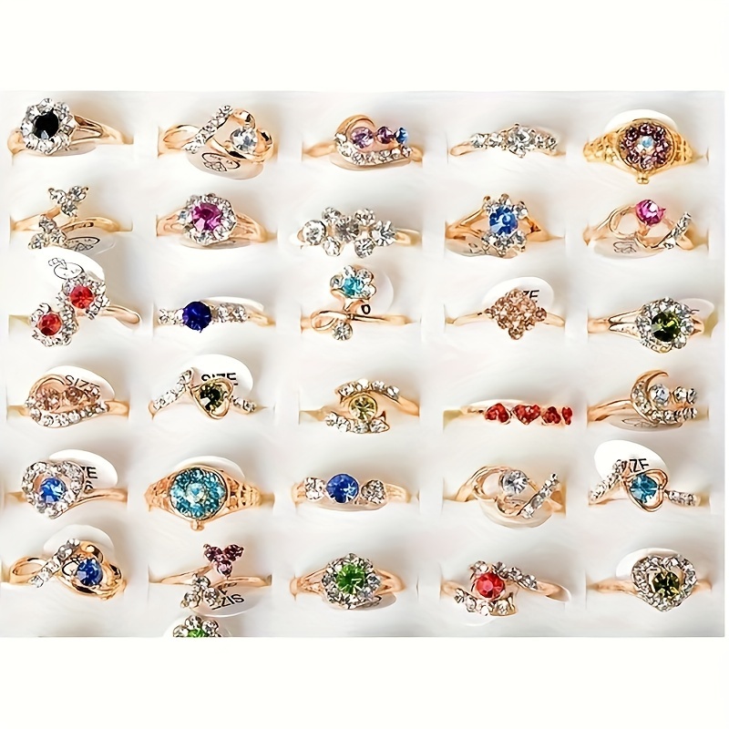 

Mixed Style 10pcs/set Stainless Steel Colorful Faux Gems Stacking Rings For Women Party Favors