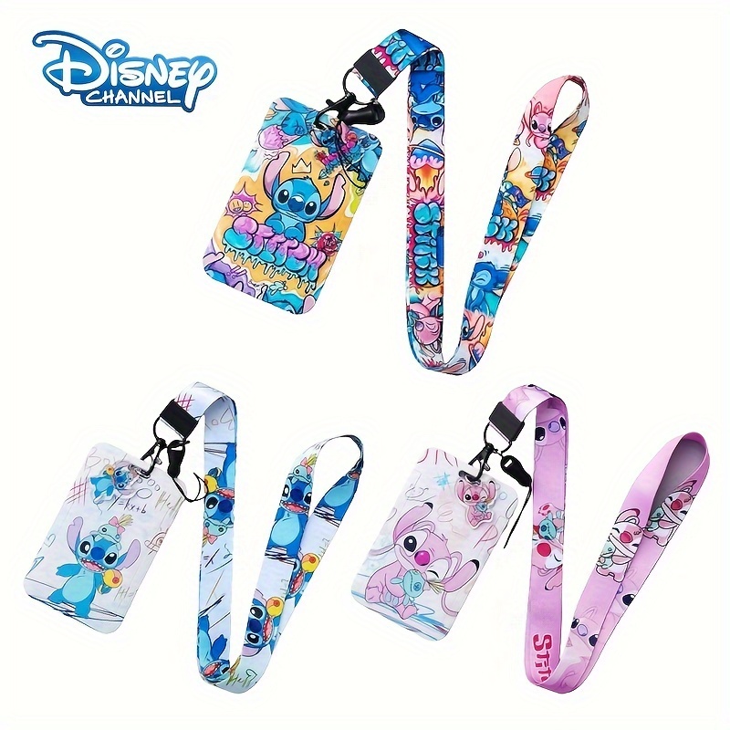 

Disney-themed Id & Badge Holder With Lanyard - Mickey, Stitch Designs For Work, School, Travel