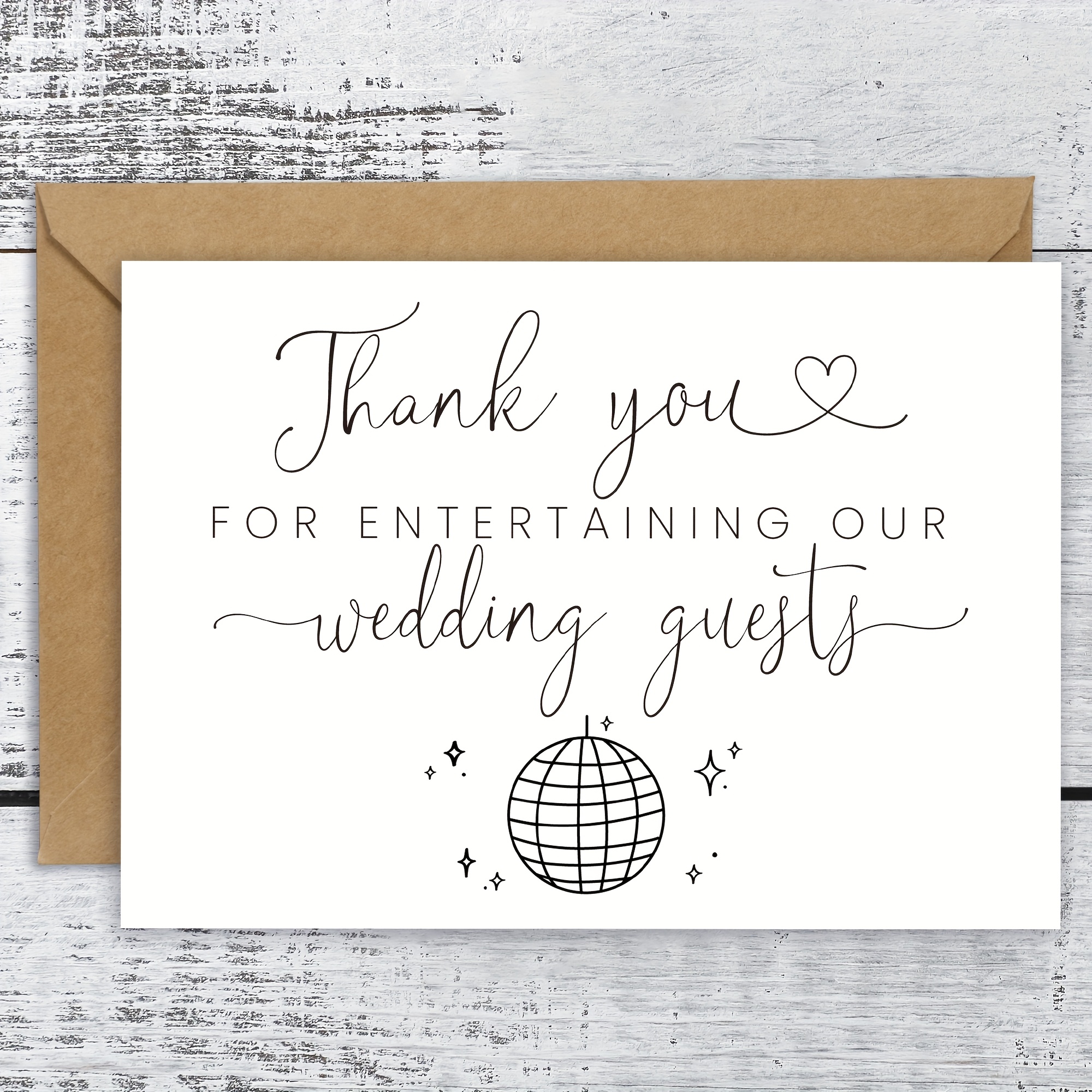 1 Wedding Dj Thank You Card - "thank You For Guests" With Heart And Design, An Elegant Dj Thank You Card, Perfect For Weddings And Special Occasions