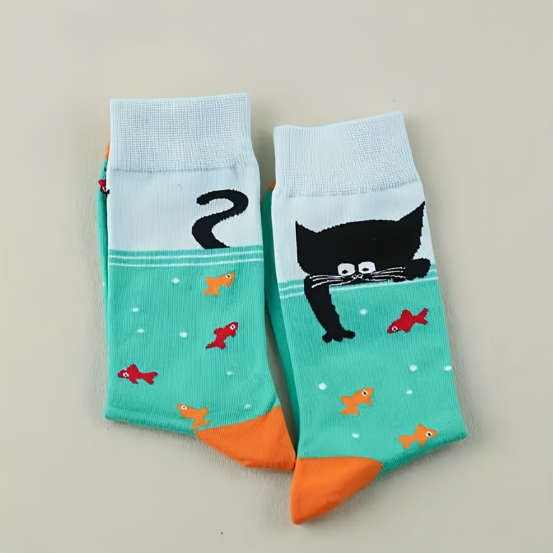 E-shop 1 Paar Bequeme Atmungsaktive Mode Katzen Angelmuster Socken