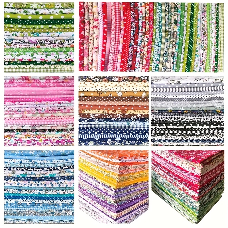 TEMU 201pcs Of Cloth Squares - Pre-cut Diy Set For Quilting And Sewing, 3.9 Inch Red, Blue, Green, Yellow, Purple Floral And Geometric Patterns, Soft