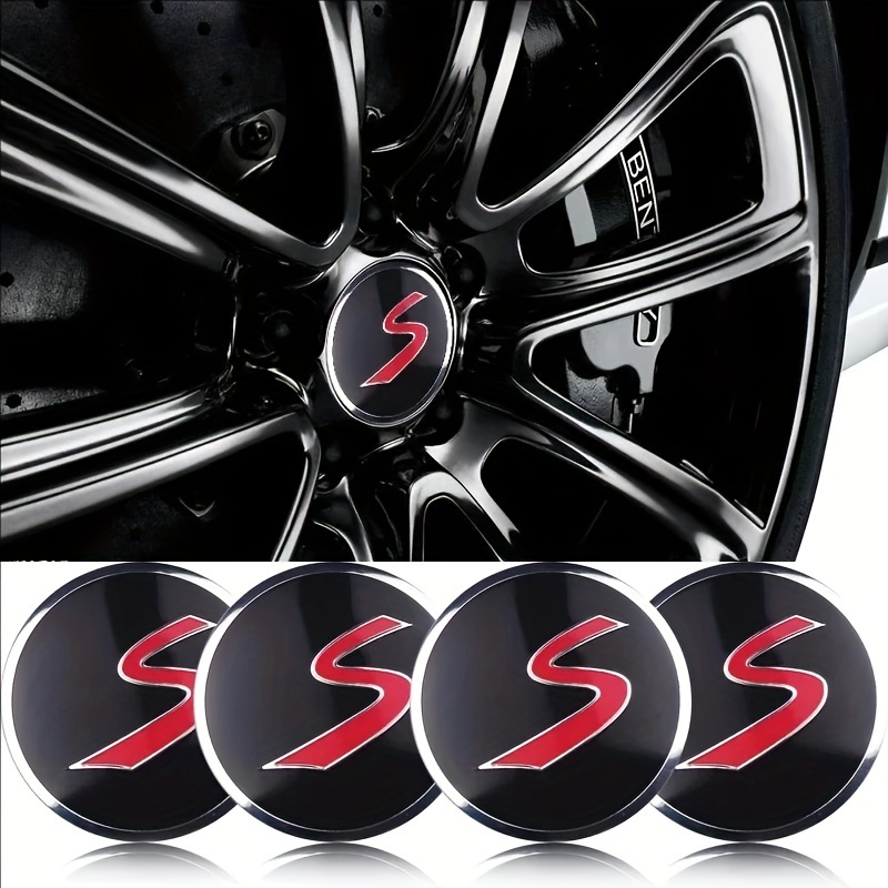 

Mini 4pcs S Letter Aluminum Wheel Center Caps, Self-adhesive Emblem Stickers For Jcw R50 R52 R53 R55 F56 F57 F60