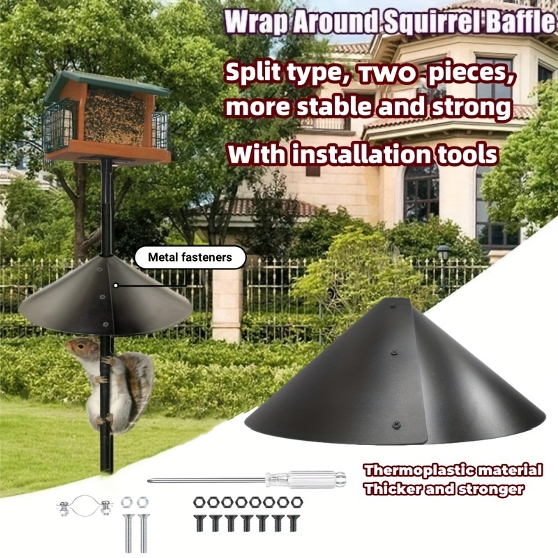 

Sturdy Split-design Squirrel Baffle - Thickened Tpu Anti-squirrel Guard With Installation Tools, Keeps Bird Feeders Safe From Squirrels