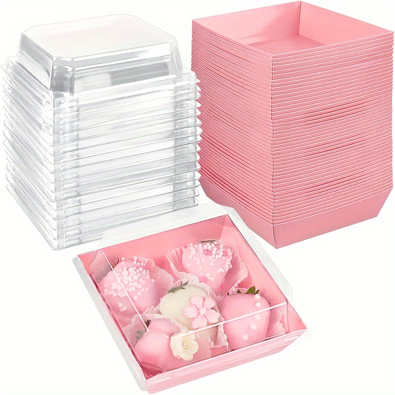 

50pcs, Dessert Packaging Box With Lid, Square Transparent Box With Waterproof And Oil Resistant Clasp, Party Cake Sandwich Packaging Box - Exquisite And Beautiful