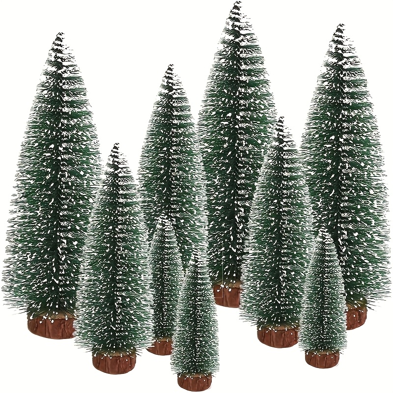 TEMU Christmas Tree, 9pcs Mini Artificial Micro Pine Tree, Green Mini Christmas Tree Small Christmas Decorations For Desktop, Christmas Decorations,