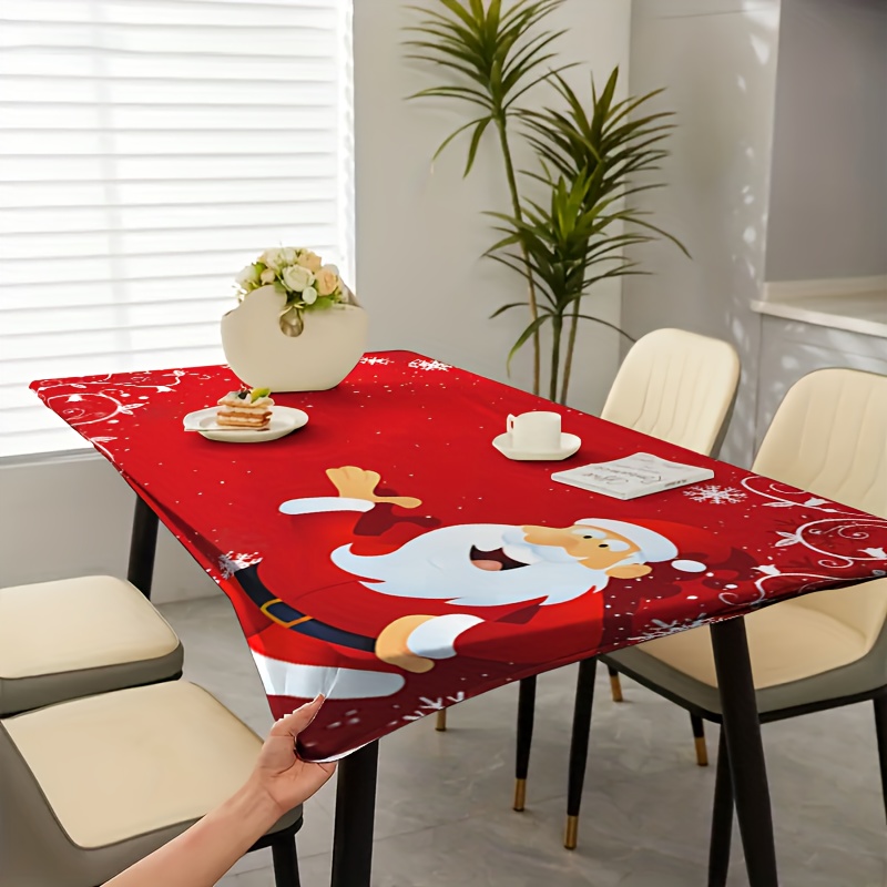 TEMU A Christmas-themed Tablecloth Featuring A Santa Claus Print Design— Design Suitable For Outdoor Use, Perfect For Outdoor Dining Tables, Coffee