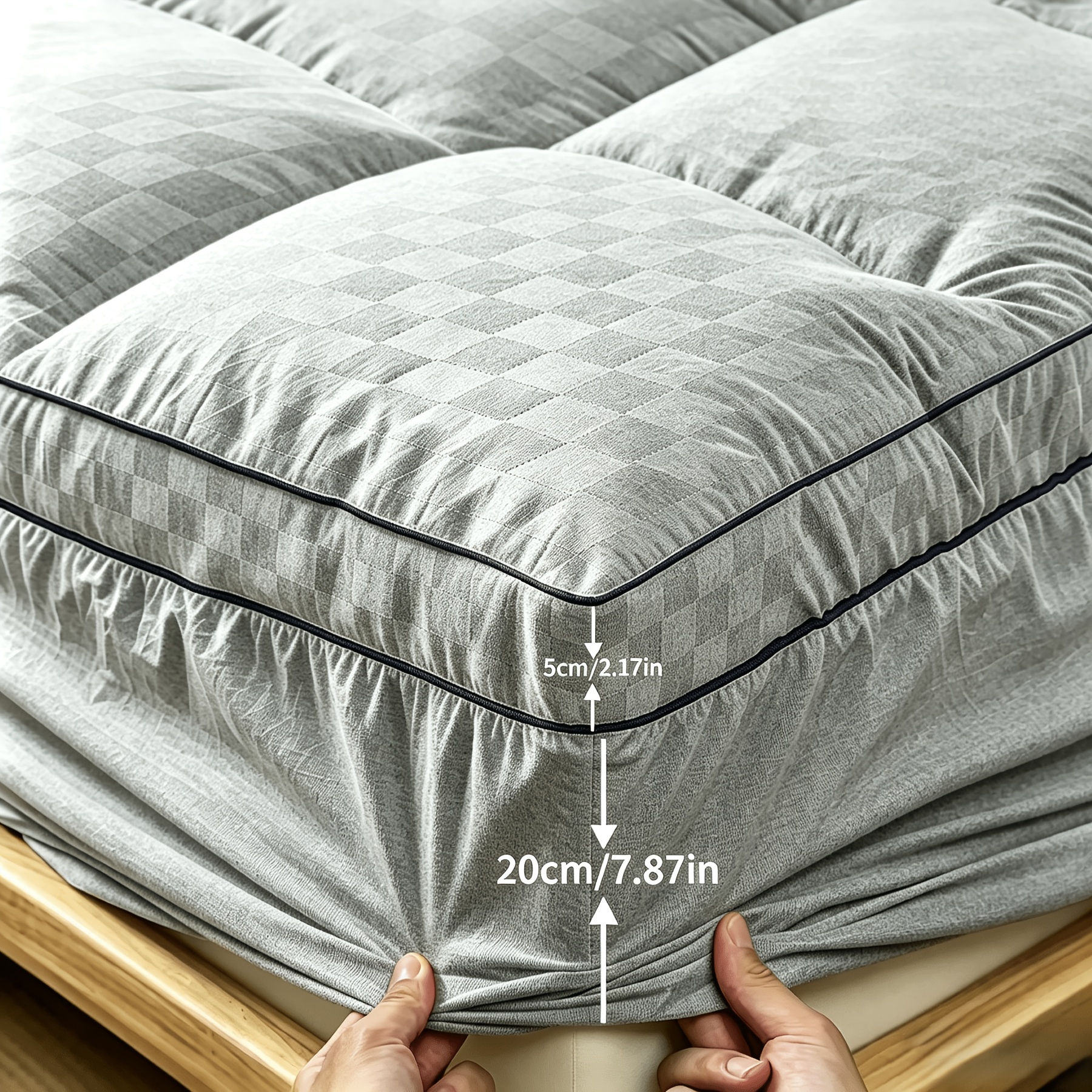 TEMU Housse de lit enveloppante pour un corps (4 tailles et 4 couleurs) - Protecteur de matelas matelassé respirant, taies d'oreiller non incluses