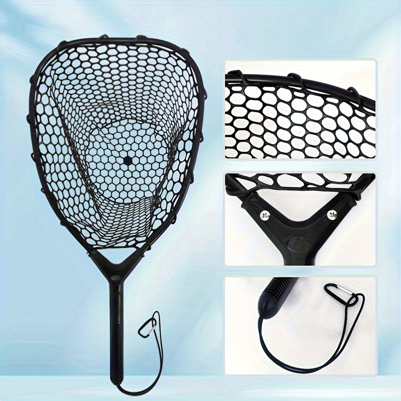 

Black Aluminum Net - 59cm/23.22in - Fishing Tool For Catching Fish - Aluminum Material - Silicone Netting