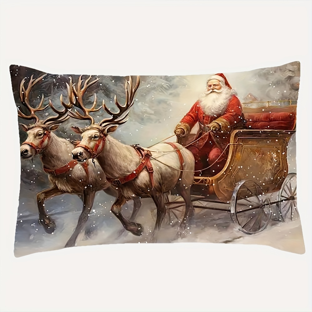 

Santa & Pillowcase 12x20 - For Christmas, Halloween, 's Day Decor | Washable