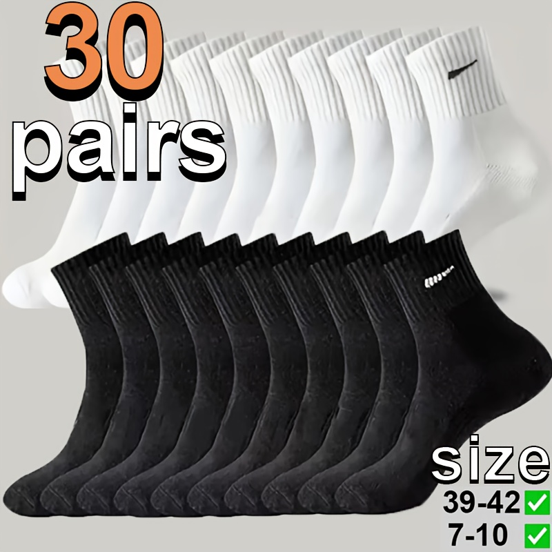 E-shop 20-Paar/30-Paar Herren Wadenhohe Socken, atmungsaktiv bequem für Freizeitkleidung, für alle Jahreszeiten geeignet, Polyesterfaser-Mischung, für