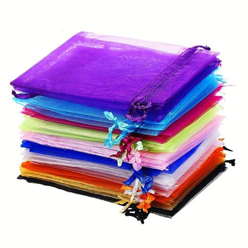 50pcs vibrant mixed color organza drawstring gift bags transparent polyester fabric weddings parties and valentine s day favors small business supplies event favor bags colorful organza bags semitransparent material gift bags for gifts
