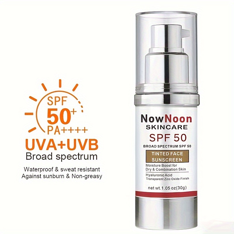 1 05oz 30g tinted face sunscreen cream spf 50 broad spectrum uva uvb protection water resistant non greasy daily moisturizing sunblock lightweight formula for hydration quick absorbing with transparent zinc oxide details 0