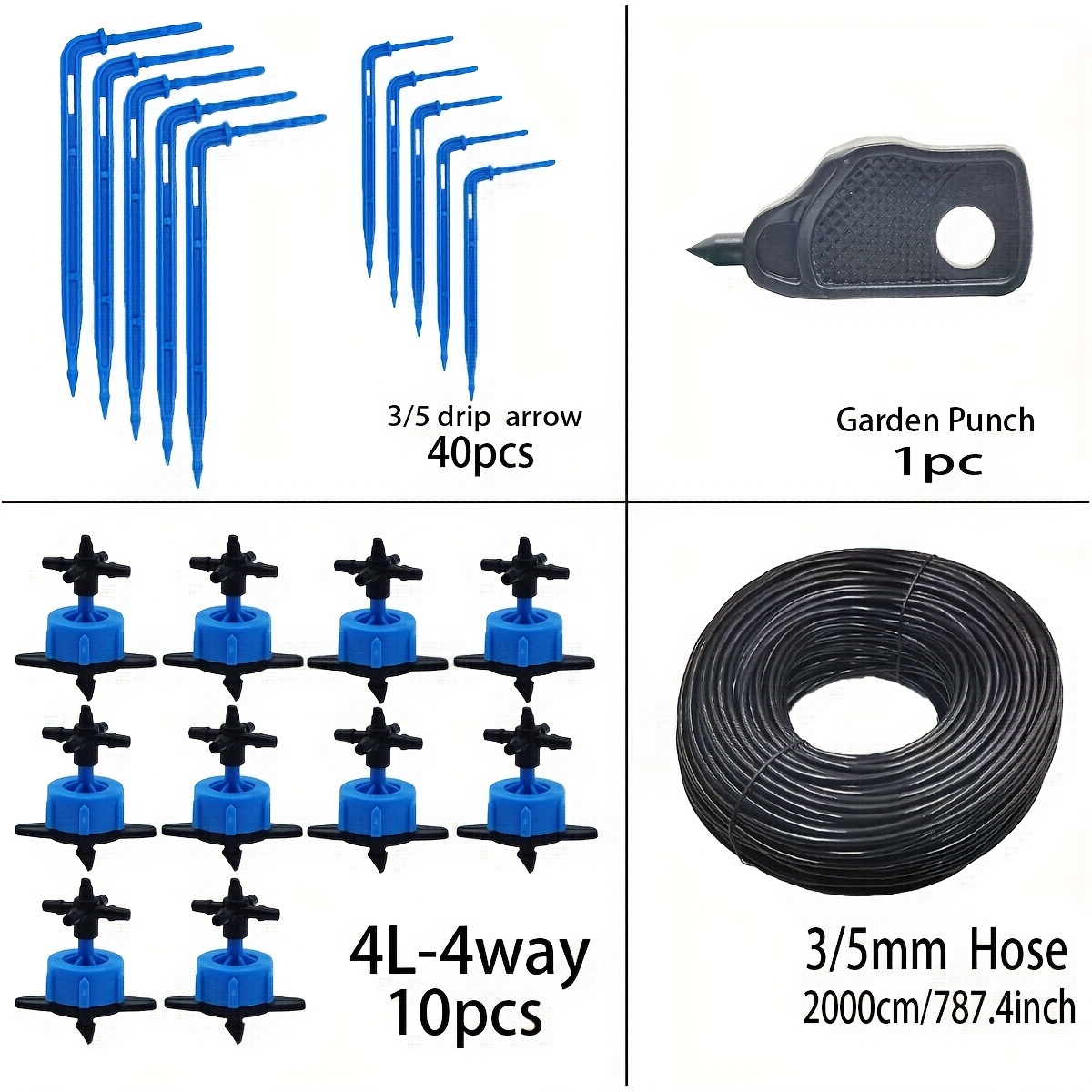 E-shop 1 Set einfach zu installierendes 2L/4L/8L Tropfbewässerungssystem mit 4-Wege-Splitter-Verbinder zur Verbindung von 3/5 Schläuchen und