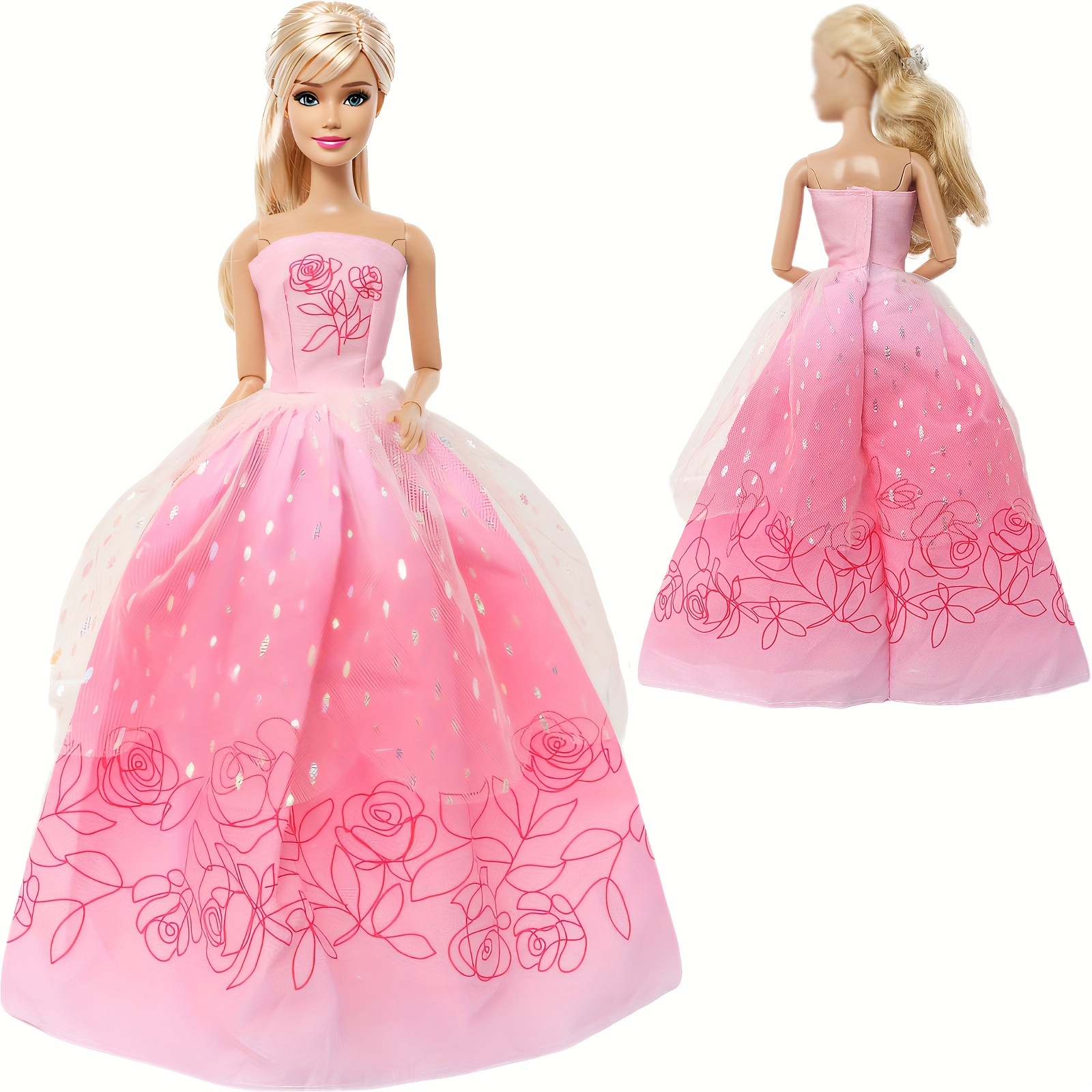 

Charming Pink Floral & Polka Dot Tulle Princess Dress For 11.5" Fashion Dolls - Weddings, Parties & Birthdays - Cute Accessory Gift (doll Not Included) Doll Dress Princess Doll Clothes