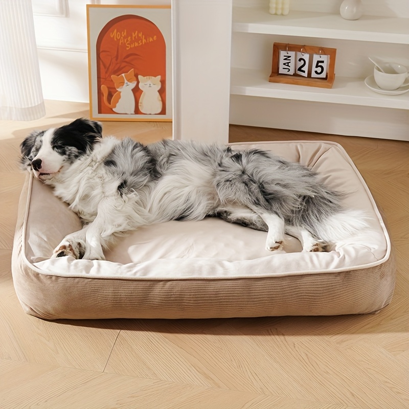1pc corduroy thickened square pet nest medium large dog bed soft comfortable   universal Product details 5