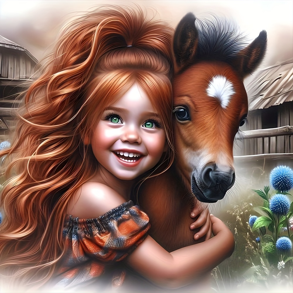 

Festive Princess And Foal Diamond Painting Kit: Colorful Diamond Art, Acrylic (pmma) Material, Perfect For Wall Decor And Surprise Gifts