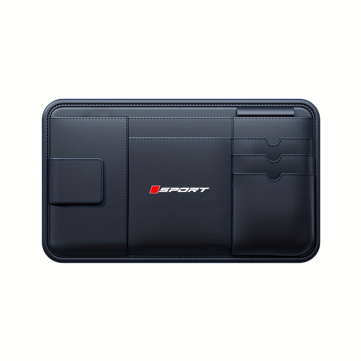 TEMU 1pc Pu Leather Car Sun Visor Storage Bag For For For For For For Mg Fashion Style Card Storage Glasses Clip