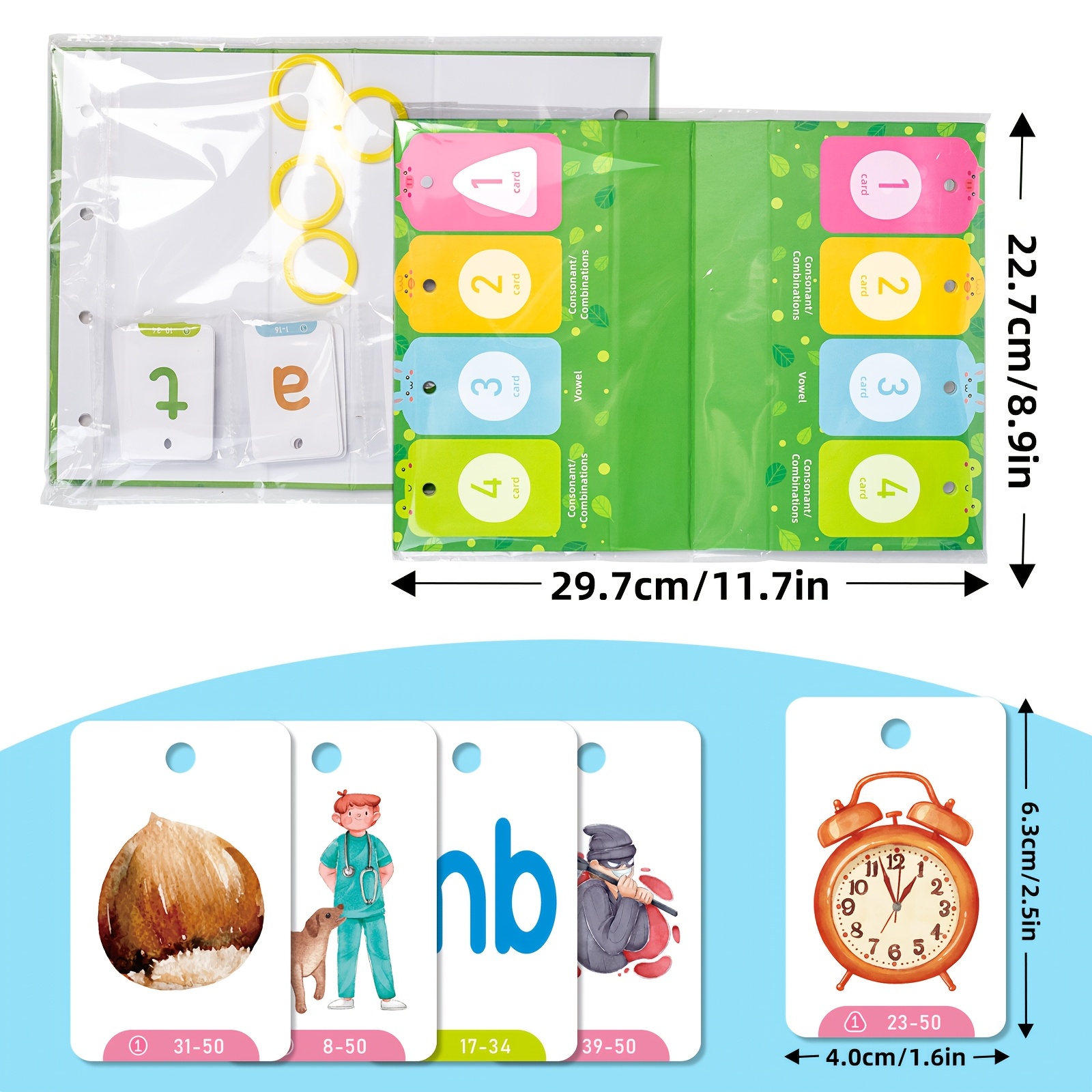 CVC Word Flip Charts Double-Sided Desktop Chart Card Set 129pcs - Interactive Spelling Game, Word Building Cards, Educational Spelling Toy, Literacy Learning Card, Classroom Educational Toys For Kids