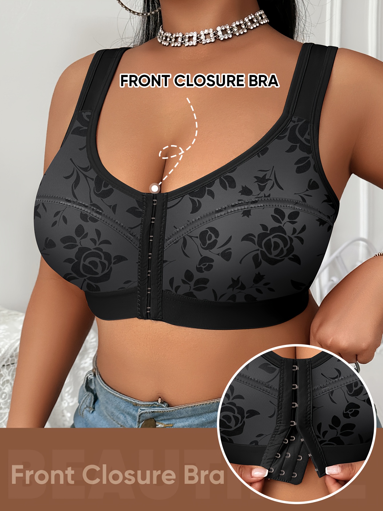 The front view of a woman wearing a sports bras for big chests sold by 100 Spartans